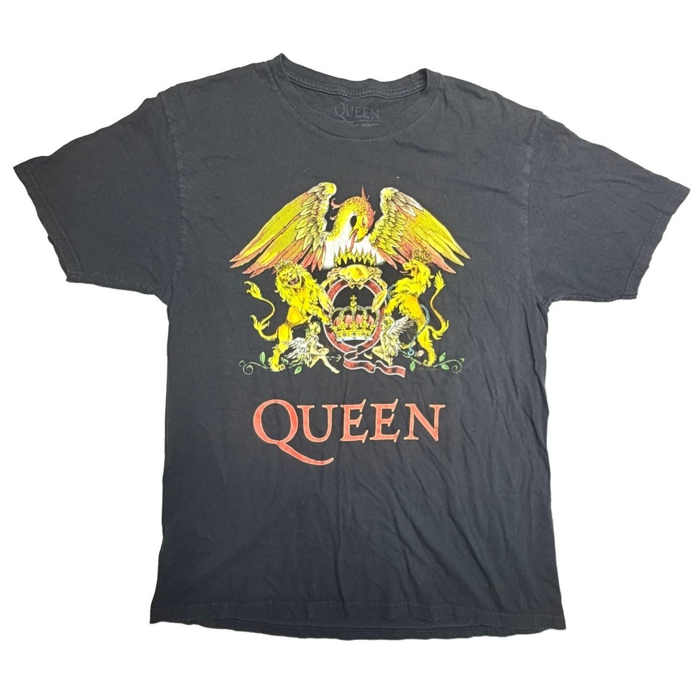 Queen Official Merch Crest Logo Band T-Shirt Black Large Rock Graphic Tee